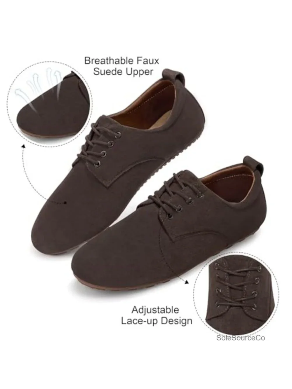Women's Faux Suede Lace-Up Loafers Memory Foam Comfort Work Shoes